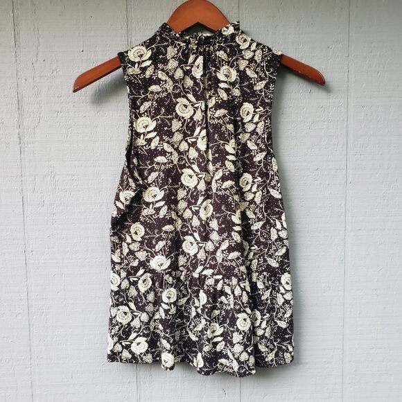 J Crew Off White Black Floral Peplum Tank Top XS - Picture 5 of 9